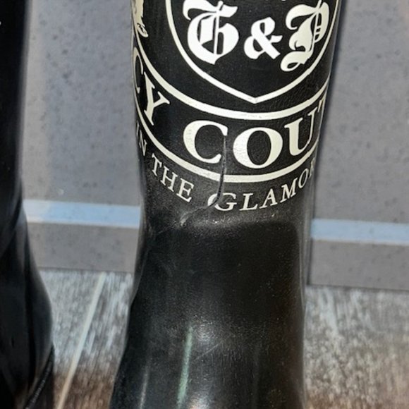 RARE Juicy Couture Signature Logo Black Knee High Rainboots Size 8 - Picture 3 of 7